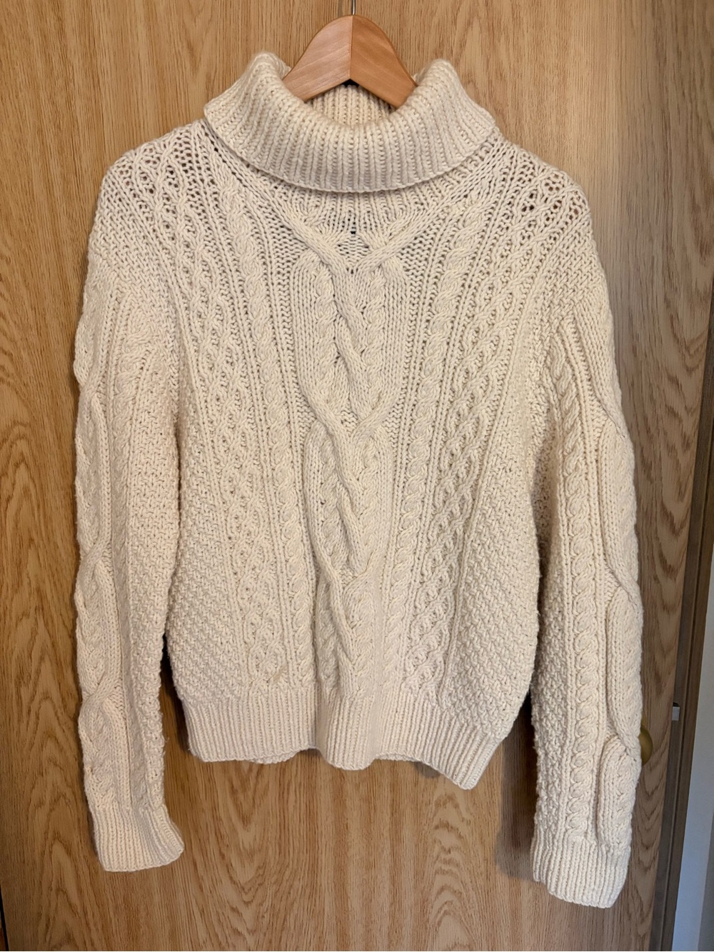 Vintage Lauren Ralph Lauren Exclusive Hand Knit Cream Cable Fisherman Turtleneck